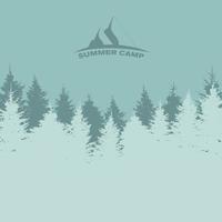 Summer Camp. Image of Nature. Tree Silhouette. Vector Illustration