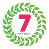 plantilla logo 7 aniversario en la ilustración de vector de corona de laurel