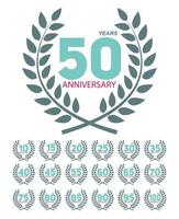 Template  Anniversary in Laurel Wreath Set Vector Illustration