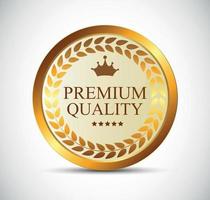 Ilustración de vector de etiqueta de calidad premium de oro