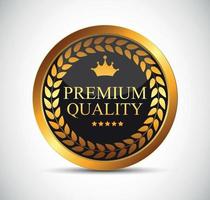 Ilustración de vector de etiqueta de calidad premium de oro