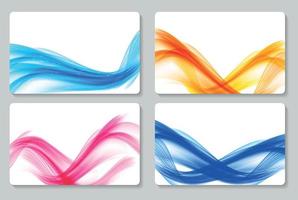 Abstract Colored Wave Card Set Background. Vector Illustration