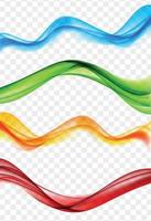 Abstract Colored Wave Set on Transparent  Background. Vector Illustration