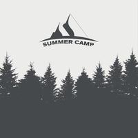 Summer Camp. Image of Nature. Tree Silhouette. Vector Illustration