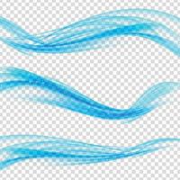 Abstract Blue Wave Set on Transparent  Background. Vector Illustration