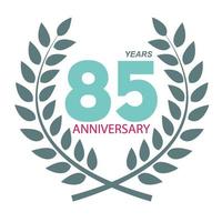 Template Logo 85 Anniversary in Laurel Wreath Vector Illustration