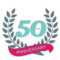 Template Logo 50 Anniversary in Laurel Wreath Vector Illustration