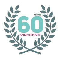 Template Logo 60 Anniversary in Laurel Wreath Vector Illustration