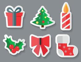 Abstract Christmas and New Year Sticker Set. Vector Illustration