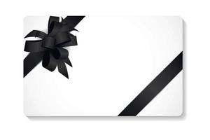 Tarjeta de regalo con lazo negro y cinta ilustración vectorial vector