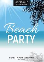 Summer Night Beach Party Poster. Tropical Natural Background  with Palm. Vector Illustration