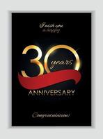 Template 30 Years Anniversary Congratulations Vector Illustration