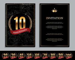 Luxury Template  Logo Set of Anniversary Celebration Invitation Vector Illustration