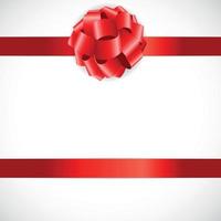 Gift Card with Red Bow and Ribbon Vector Illustration