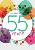 Template 55 Years Anniversary Congratulations, Greeting Card, Invitation Vector Illustration