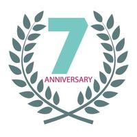 plantilla logo 7 aniversario en la ilustración de vector de corona de laurel