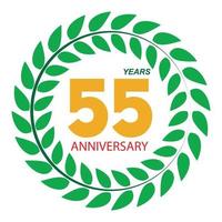 Template Logo 55 Anniversary in Laurel Wreath Vector Illustration