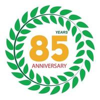 Template Logo 85 Anniversary in Laurel Wreath Vector Illustration