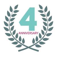 Template Logo 4 Anniversary in Laurel Wreath Vector Illustration