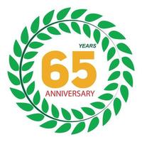 Template Logo 65 Anniversary in Laurel Wreath Vector Illustration