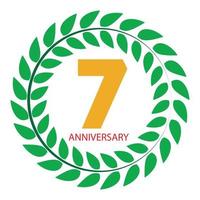 Template Logo 7 Anniversary in Laurel Wreath Vector Illustration