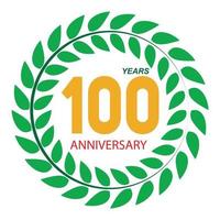 plantilla logo 100 aniversario en la ilustración de vector de corona de laurel