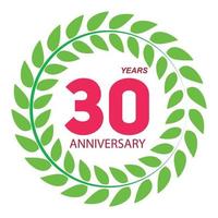 Template Logo 30 Anniversary in Laurel Wreath Vector Illustration