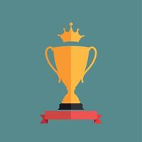 Gold Trophy Cup Winner with a Crown Vector Illustration