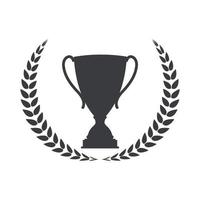 Silhouette of Trophy Cup Winner with a Laurel Wreath vector