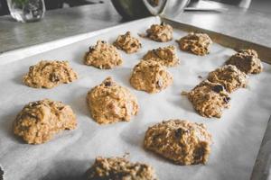 Sheet pan with cookie dough photo