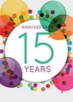 Template 15 Years Anniversary Congratulations, Greeting Card, Invitation Vector Illustration