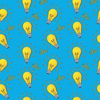 Idea Bulb Flat Design Icon Seamless Pattern Background. Vector Illustration