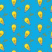 Idea Bulb Flat Design Icon Seamless Pattern Background. Vector Illustration