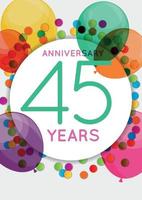 Template 45 Years Anniversary Congratulations, Greeting Card, Invitation Vector Illustration