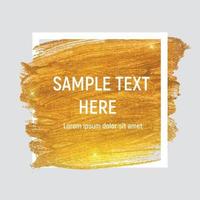 Gold Paint Glittering Textured Art with Frame and Sample Text Vector Ilustration