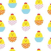 Ilustración de vector de fondo de patrones sin fisuras de huevo y pollo de Pascua