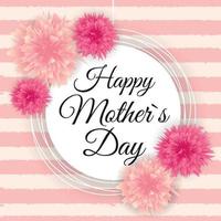 Happy Mother Day Cute Background with Flowers. Vector Illustration