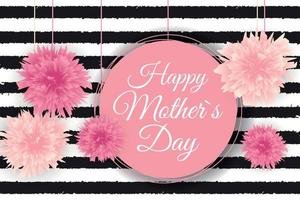 Happy Mother Day Cute Background with Flowers. Vector Illustration