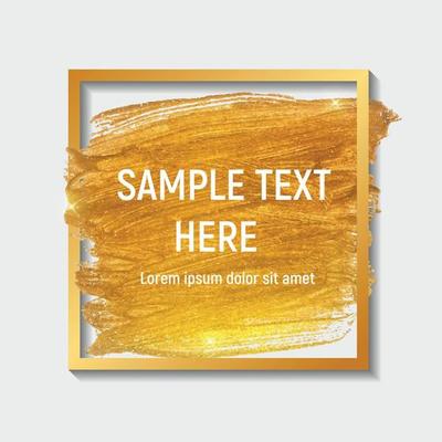 Gold Paint Glittering Textured Art with Frame and Sample Text Vector Ilustration