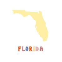 colección usa. mapa de florida - silueta amarilla vector