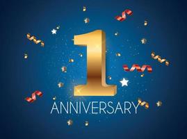 Template Logo 1 Years Anniversary Vector Illustration