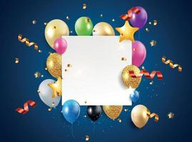 Glossy Happy Birthday Balloons Background Vector Illustration