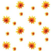 Colorful yellow echinacea on white background. Seamless pattern. Vector illustration