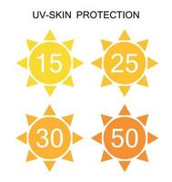 UV-Protection Sun Sign Icon Collection Set. Vector Illustration