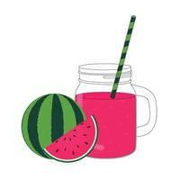 Watermelon Smoothie Jar. Vector Illustration