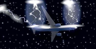 Naturalistic airliner flies on a transparent background. Side view from below. Vector illustration