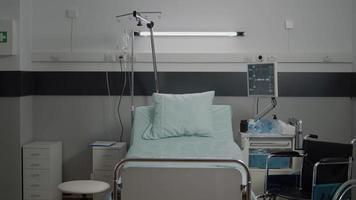 Empty hospital ward with medical equipment and tools video