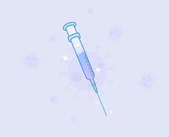 Illustration of syringe with injection liquid with dreamy sparkles. Vector EPS 10