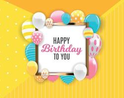 Glossy Happy Birthday Balloons Background Vector Illustration