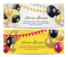 Color glossy balloons birthday party card background. vector illustration